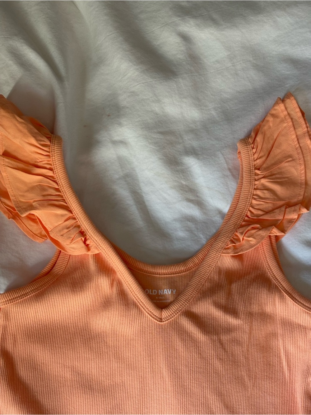 Old Navy Peach-Orange Ruffle Strap Ribbed Tank - Picture 6 of 6
